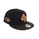 Black Texas Rangers Brown Visor Red Bottom 50th Anniversary Side Patch New Era Snapback