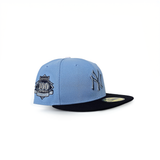 Sky Blue New York Yankees Navy Blue Visor Gray Bottom 100th Anniversary Side Patch New Era 59Fifty Fitted