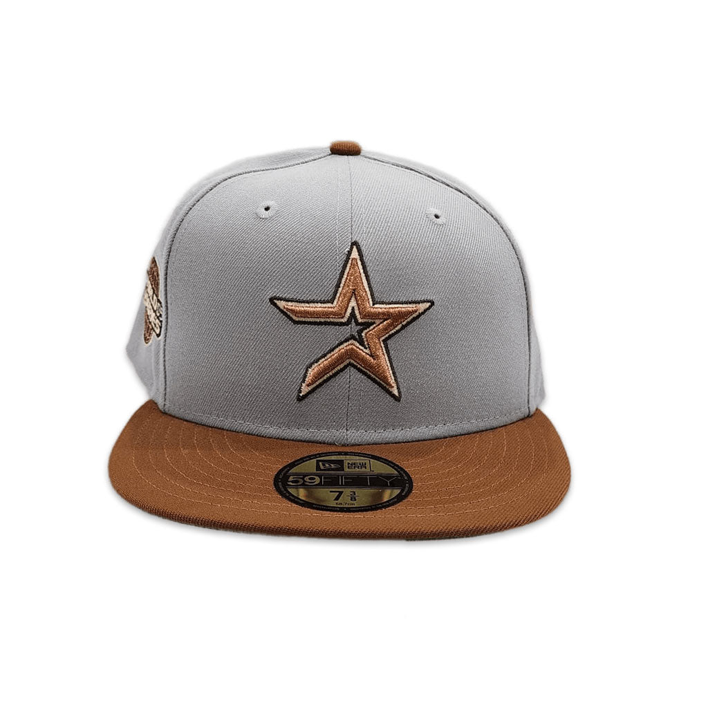 Gray Houston Astros Toasted Peanut Visor Green Bottom 2005 World Series Side Patch New Era 59FIFTY Fitted 77/8