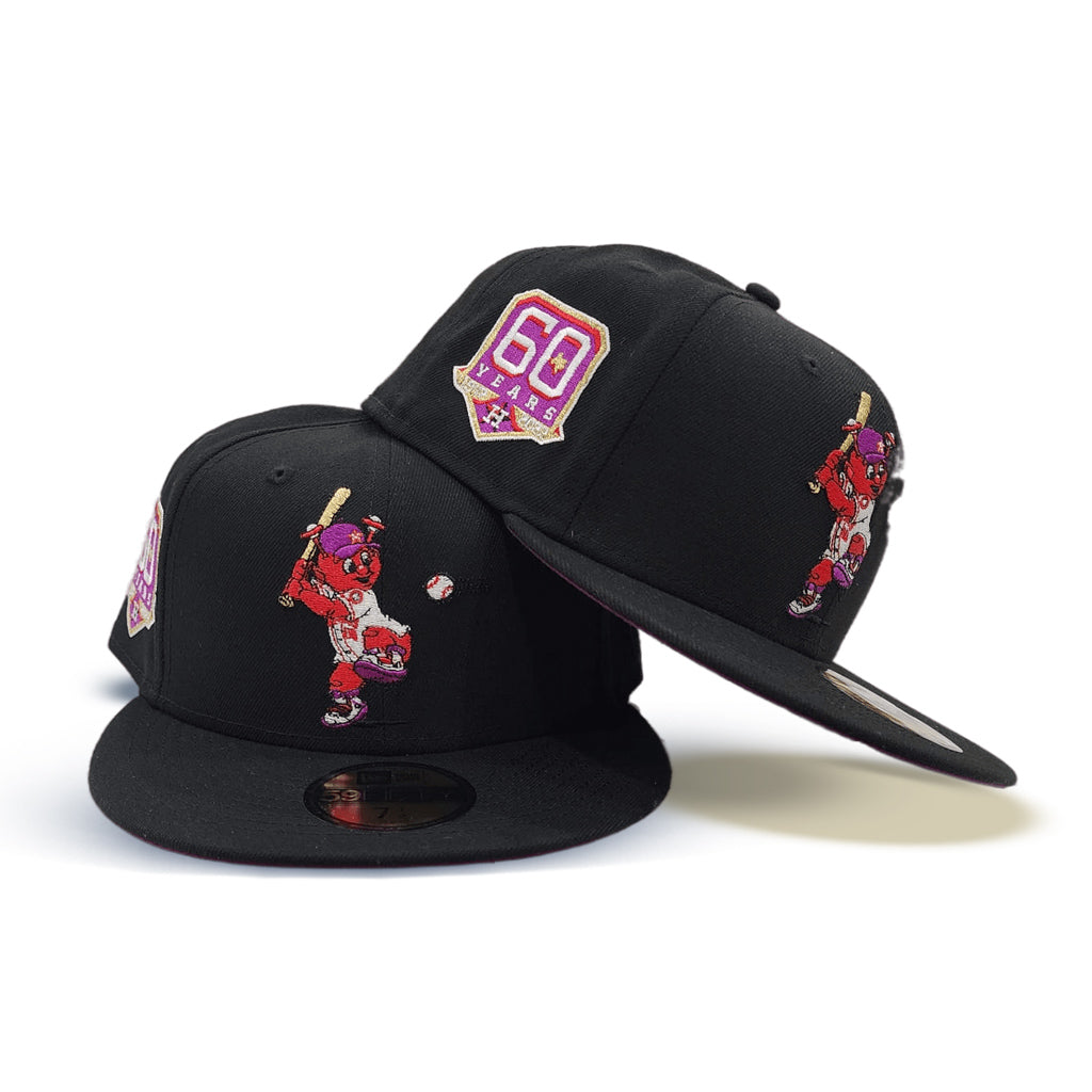 Black Houston Astros Orbit Grape Purple Bottom 60th Years Side patch New  Era 59Fifty Fitted