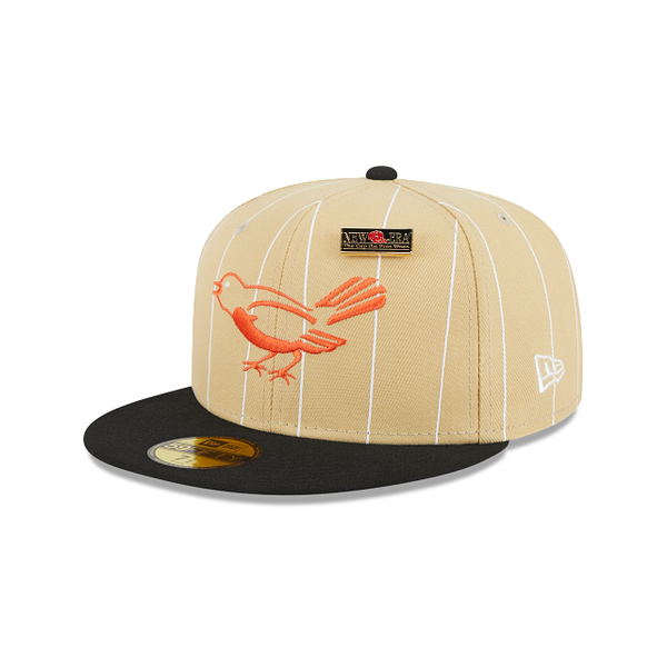 Baltimore Orioles Pinstripe 59FIFTY Fitted Hat, Brown - Size: 7 3/4, MLB by New Era