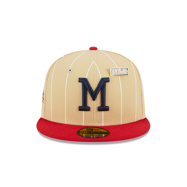 Pinstripe Vegas Gold Milwaukee Braves Red Visor Green Bottom The Cap the  Pros Wear Side Patch 