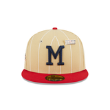 Pinstripe Vegas Gold Milwaukee Braves Red Visor Green Bottom The Cap the Pros Wear Side Patch "59FIFTY DAY" New Era 59Fifty Fitted