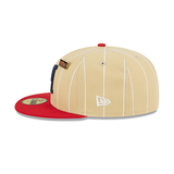 Pinstripe Vegas Gold Milwaukee Braves Red Visor Green Bottom The Cap the Pros Wear Side Patch "59FIFTY DAY" New Era 59Fifty Fitted