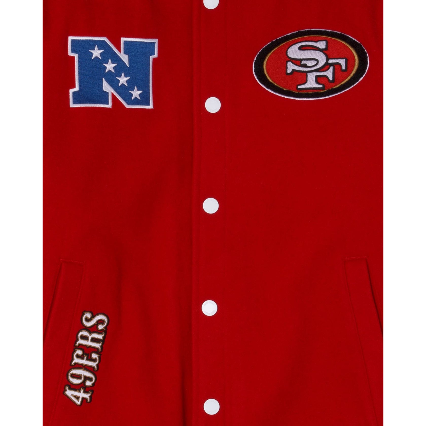 Wool/Leather NFL San Francisco 49ers Red and White Varsity Jacket - Jackets  Expert