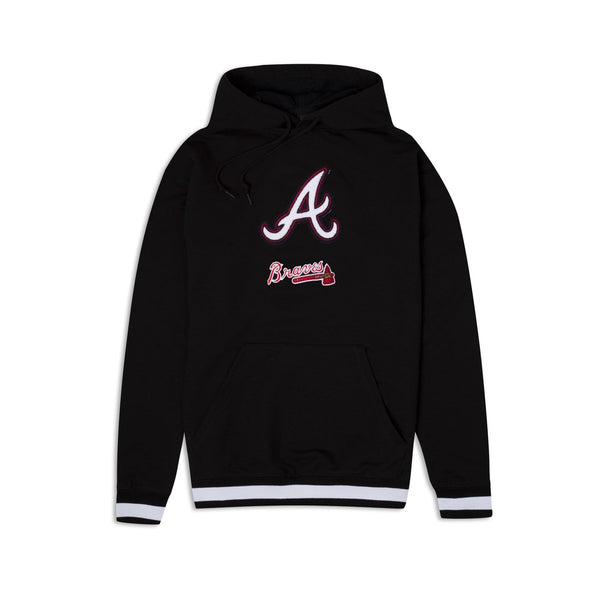 ATLANTA BRAVES BLUE HOODED SWEATSHIRT WITH TEAM NAME, LOGO A &