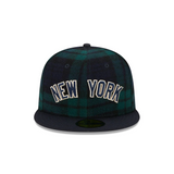 Wool Plaid New York Yankees Navy Blue Visor Gray Bottom New Era 59Fifty Fitted
