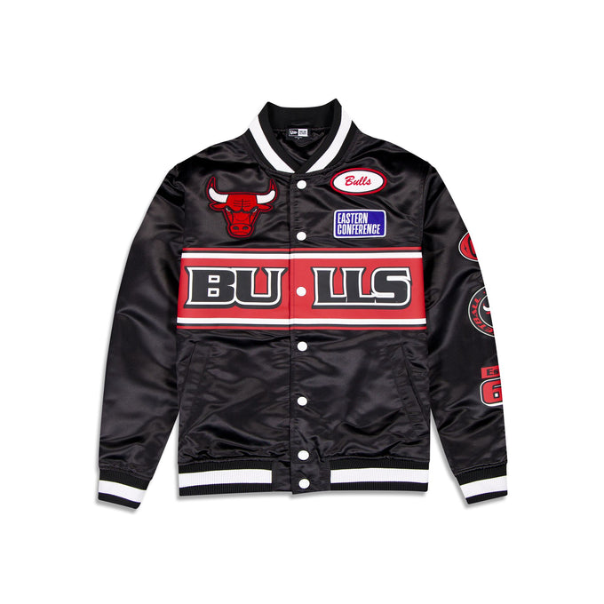 Black Chicago Bulls Red New Era Men's Rally Drive Medium Weight Satin Jacket