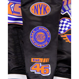 Black New York Knicks Royal Blue New Era Mens Rally Drive Medium Weight Satin Jacket