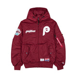 Burgundy Philadelphia Phillies Alpha Industries X New Era L-2B Hooded Bomber Jacket