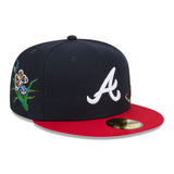 Navy Blue Felt Atlanta Braves Red Visor Gray Bottom New Era 59Fifty Fitted