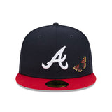 Navy Blue Felt Atlanta Braves Red Visor Gray Bottom New Era 59Fifty Fitted