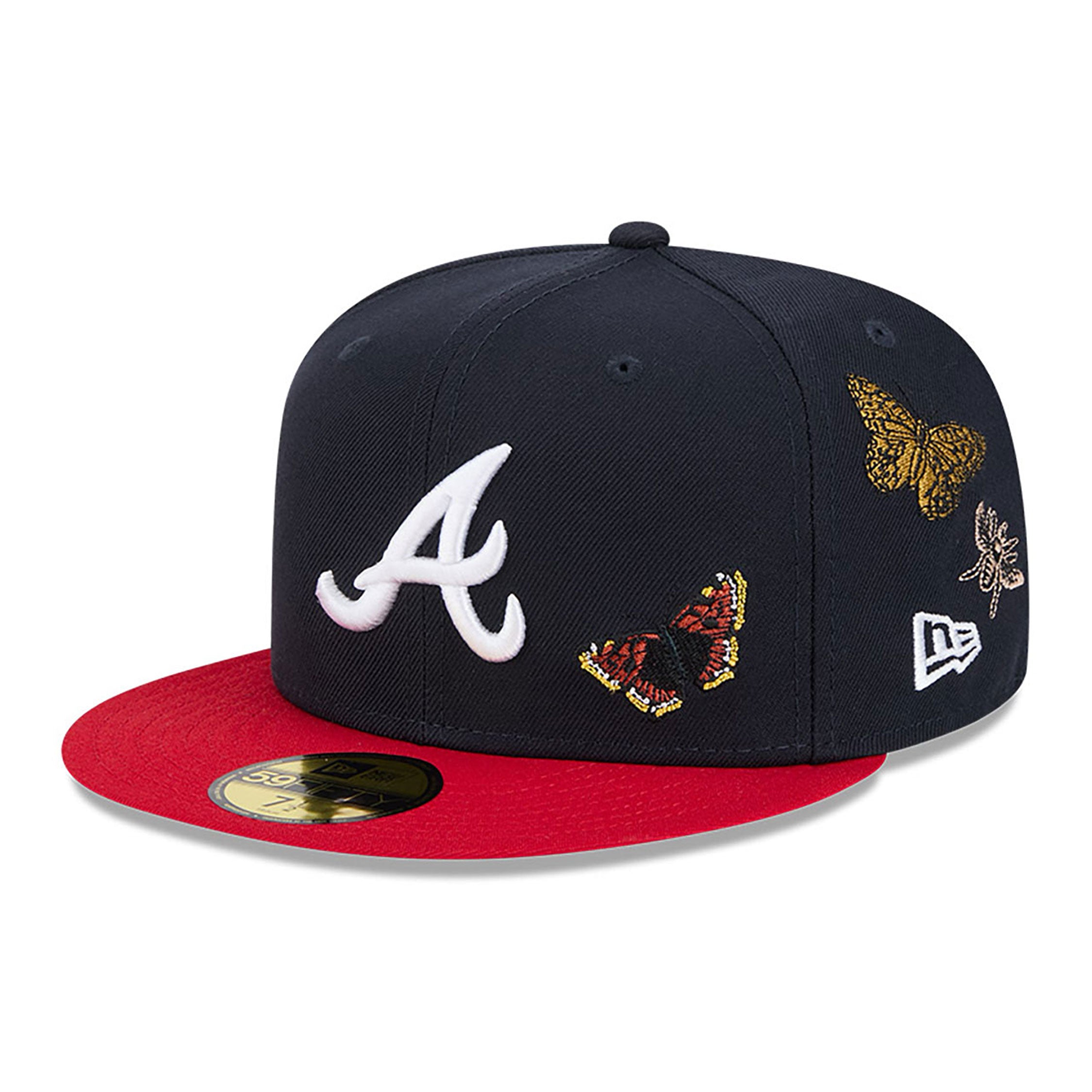 Navy Blue Felt Atlanta Braves Red Visor New Era 59Fifty Fitted