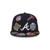 Navy Blue Atlanta Braves All Over Logo Gray Bottom 59FIFTY New Era Fitted