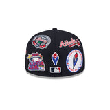 Navy Blue Atlanta Braves All Over Logo Gray Bottom 59FIFTY New Era Fitted
