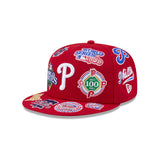 Red Philadelphia Phillies All Over Logo Gray Bottom 59FIFTY New Era Fitted