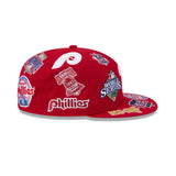 Red Philadelphia Phillies All Over Logo Gray Bottom 59FIFTY New Era Fitted