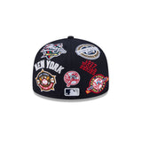 Navy Blue New York Yankees All Over Logo Gray Bottom 59FIFTY New Era Fitted