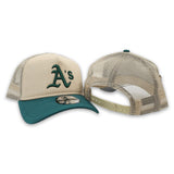 Vegas Gold Oakland Athletics Green Visor Gary bottom New Era A-Frame Trucker 9Forty Snapback