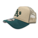 Vegas Gold Oakland Athletics Green Visor Gary bottom New Era A-Frame Trucker 9Forty Snapback