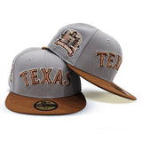 Gray Texas Rangers Toasted Peanut Visor Green Bottom Final Season Side Patch New Era 59Fifty Fitted