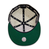 Off White Pinstripe New York Yankees Navy Blue Visor Green Bottom 50th Anniversary Side Patch New Era 59Fifty Fitted