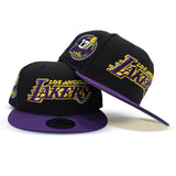 Black Los Angeles Lakers Purple Visor Gray Bottom 17X Champions Side Patch New Era 9Fifty Snapback