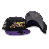 Black Los Angeles Lakers Purple Visor Gray Bottom 17X Champions Side Patch New Era 9Fifty Snapback