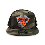 Green Camo New York Knicks Gray Bottom New Era Black Trucker 9Fifty Snapback