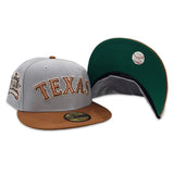 Gray Texas Rangers Toasted Peanut Visor Green Bottom Final Season Side Patch New Era 59Fifty Fitted