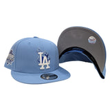 Sky Blue Los Angeles Dodgers Flame Logo Gray Bottom 40th Anniversary Side Patch New Era 9Fifty Snapback