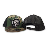 Green Camo Brooklyn Nets Gray Bottom New Era Black Trucker 9Fifty Snapback