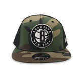 Green Camo Brooklyn Nets Gray Bottom New Era Black Trucker 9Fifty Snapback