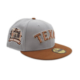 Gray Texas Rangers Toasted Peanut Visor Green Bottom Final Season Side Patch New Era 59Fifty Fitted