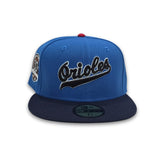 Airforce Blue Baltimore Orioles Navy Blue Visor Gray Bottom 30th Anniversary Side Patch New Era 59Fifty Fitted