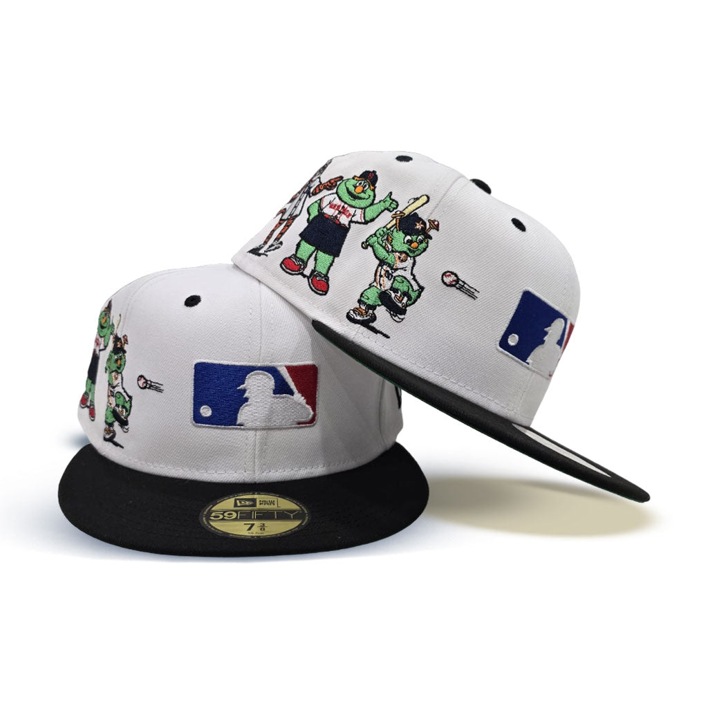 White MLB Logo Black Visor Green Bottom American League Mascots