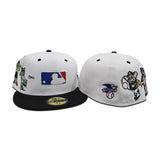 White MLB Logo Black Visor Green Bottom American League Mascots Side Patch New Era 59FIFTY Fitted