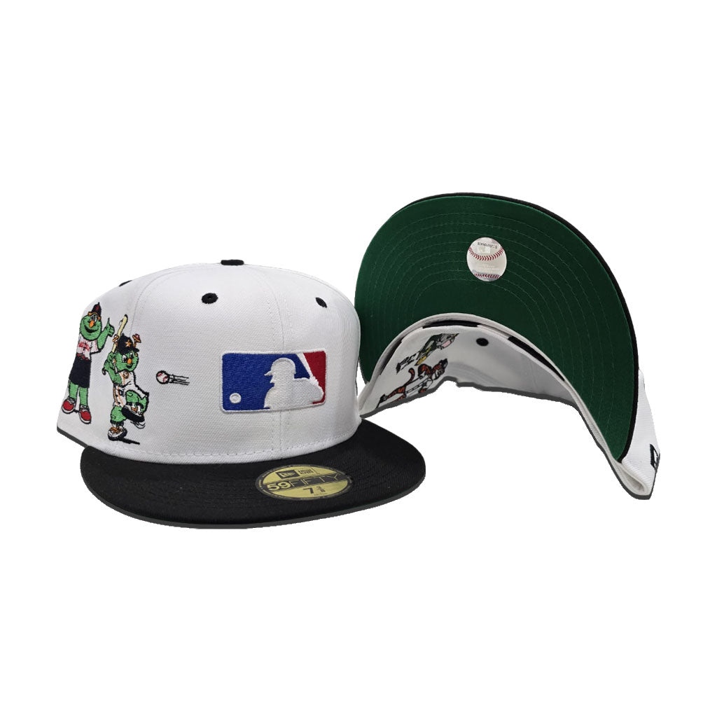 White MLB Logo Black Visor Green Bottom American League Mascots
