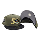 Olive Green 50th Anniversary Houston Astros Black Visor Fall Orange Bottom 60th Side Patch New Era 9Fifty Snapback