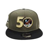 Olive Green 50th Anniversary Houston Astros Black Visor Fall Orange Bottom 60th Side Patch New Era 9Fifty Snapback