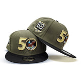 Olive Green 50th Anniversary Houston Astros Black Visor Fall Orange Bottom 60th Side Patch New Era 9Fifty Snapback