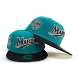 Teal Script Florida Marlins Black Visor Gray Bottom 10th Anniversary  Side Patch New Era 59Fifty Fitted