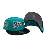 Teal Script Florida Marlins Black Visor Gray Bottom 10th Anniversary  Side Patch New Era 59Fifty Fitted