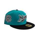 Teal Script Florida Marlins Black Visor Gray Bottom 10th Anniversary  Side Patch New Era 59Fifty Fitted