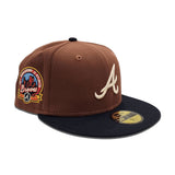 Light Brown Atlanta Braves Navy Blue Visor Gray Bottom 40th Anniversary Side Patch New Era 59Fifty Fitted