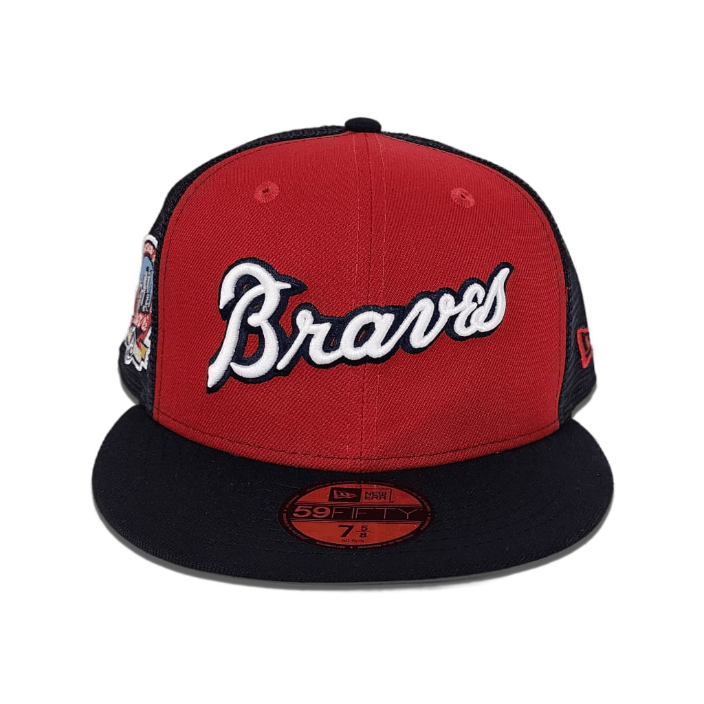 Atlanta Braves New Era 59Fifty Fitted Hat Size 7 5/8 Black And White