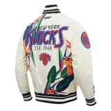 Off White Eggshell New York Knicks Pro Standard Paradise Sublimated Satin Light Jacket
