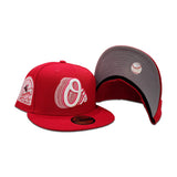 Red Baltimore Orioles Gray Bottom 30th Anniversary Side Patch New Era 59Fifty Fitted
