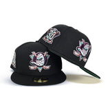 Black Anaheim Mighty Ducks Green Bottom 30th Anniversary Side Patch New Era 59Fifty Fitted