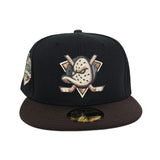 Black Anaheim Mighty Ducks brown Visor Gray Bottom 2007 Stanley Cup Champions Side Patch New Era 59Fifty Fitted